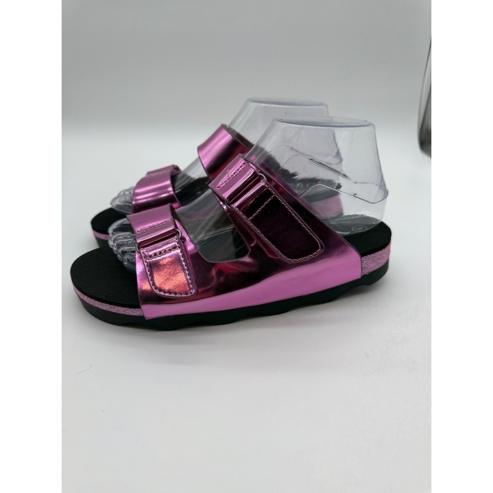 Nina Andrina Pink Metallic Platform Slide Sandals Glitter Trim Womens 5M New